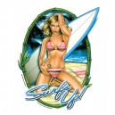 Sticker Pin Up surfs up surfer girl medium AD463