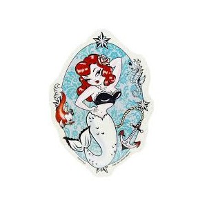 Stickers fluff molly mermaid pinup sirene ancre poisson JA624