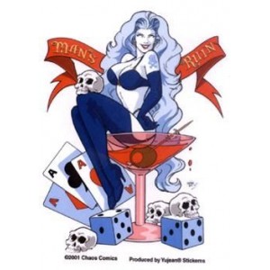 Sticker pinup lady death man's ruin lucky girl games card dice ace skull CD884