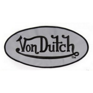 Patch ecusson von Dutch signature ovale noir fond gris dos large