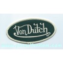 Patch ecusson von Dutch signature ovale creme fond vert