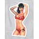 Sticker pinup tattoo girl sexy maillot 2 pieces rouge poids blanc old Pinup 11
