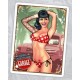 Sticker pinup tattoo girl sexy maillot rouge poids blanc fond ford f1 old Pinup 12