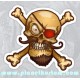 Sticker mustached pirate red eye patch moustache barbe tete de mort skull 35