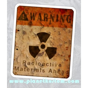 Sticker warning radioactive materials ahead rust panneau danger zombie 18