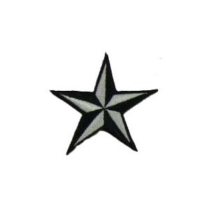 Patch ecusson étoile nautique blanc et noire oldschool kustom petite