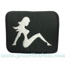 Patch ecusson thermocollant nude pin up silver on black