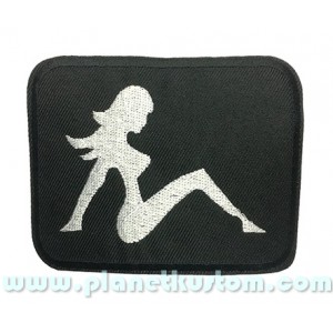 Patch ecusson thermocollant nude pin up silver on black