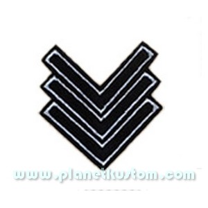 Patch ecusson thermocollant army sergent chef silver on black