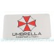 Sticker umbrella corporation logo rectangle fond alu brossé badge 3d métal