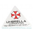 Sticker umbrella corporation logo triangle fond alu brossé badge 3d métal