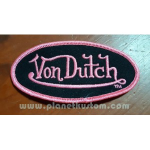 Patch ecusson von Dutch signature ovale rose fond noir