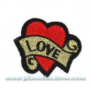 Patch ecusson thermocollant love on heart amour coeur old tattoo