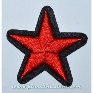 Patch ecusson étoile rouge bordé de noire oldschool kustom petite