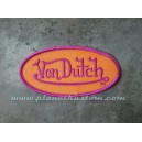 Patch ecusson von Dutch signature ovale fushia fond orange old stock