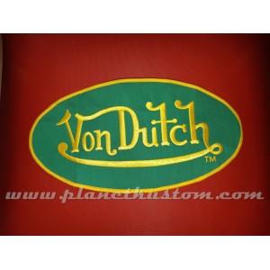 Patch ecusson von Dutch signature ovale jaune fond vert dos large