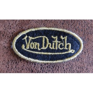 Patch ecusson von Dutch signature ovale doré fond noir petit old stock rare