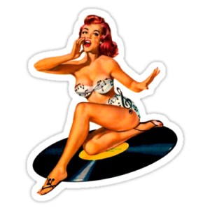 Sticker Pinup oldschool rockabella vynil record old pinup 14