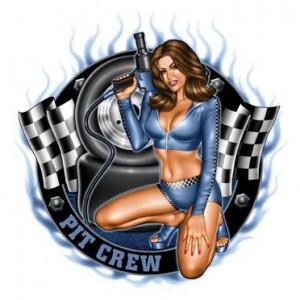 Sticker Pin Up sexy pit crew girl racing JA129
