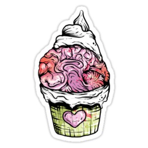 Sticker brain cup cake zombie cupckake 3