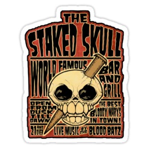 Sticker the staked skull world famous bar and grill skull 14